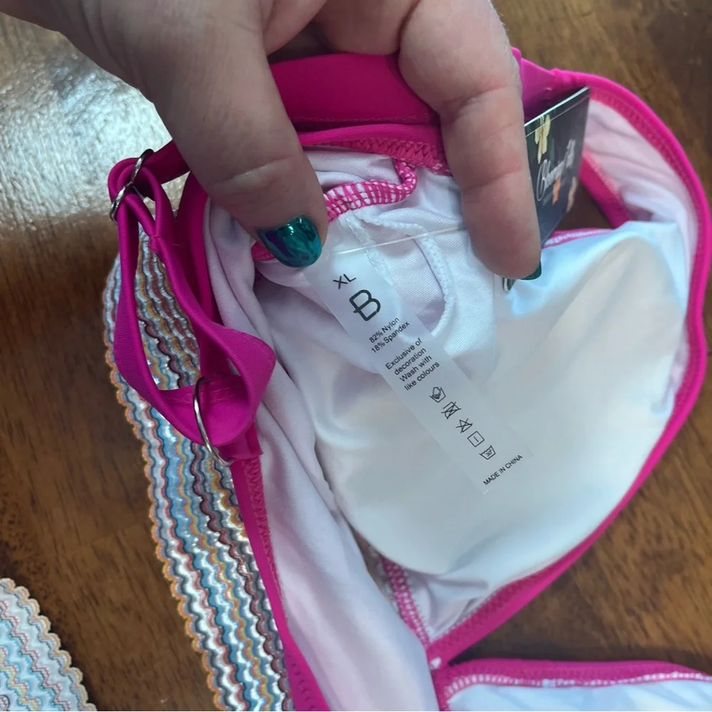 NWT Blooming Jelly hot pink 2 piece swimsuit size XL - Picture 6 of 7